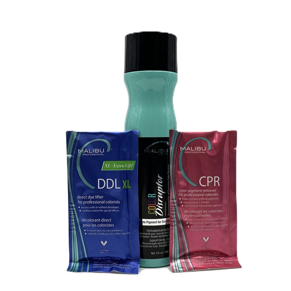 Malibu C Color Disruptor 9 fl.oz & CPR Color Pigment & DDL Lifter 0.7 oz TRIO